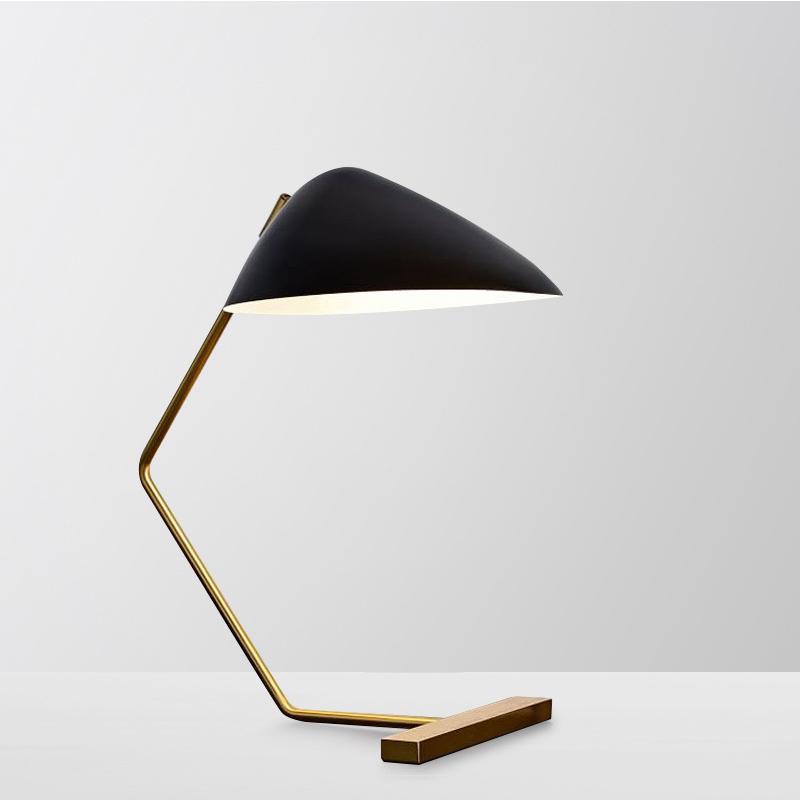 1-Light Black Table Lamp with Shell Shade