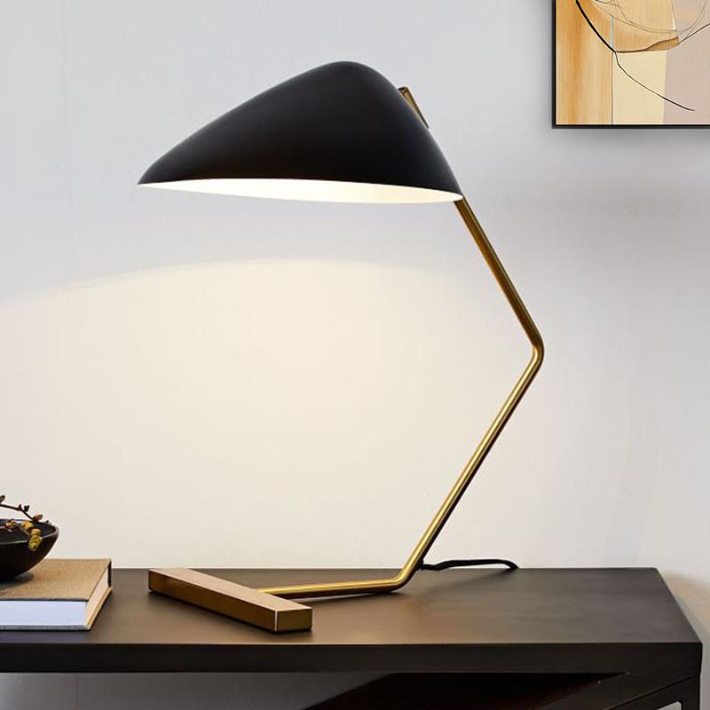 1-Light Black Table Lamp with Shell Shade