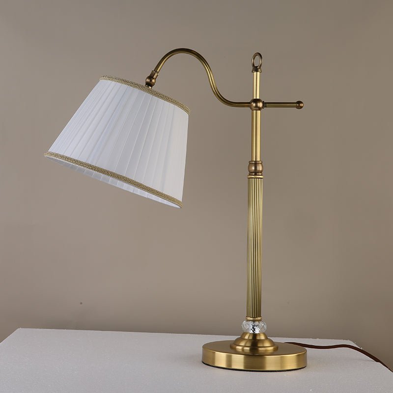 Antique Brass Table Lamp with Fabric Shade