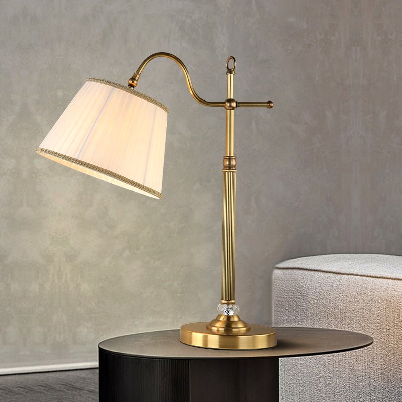 Antique Brass Table Lamp with Fabric Shade