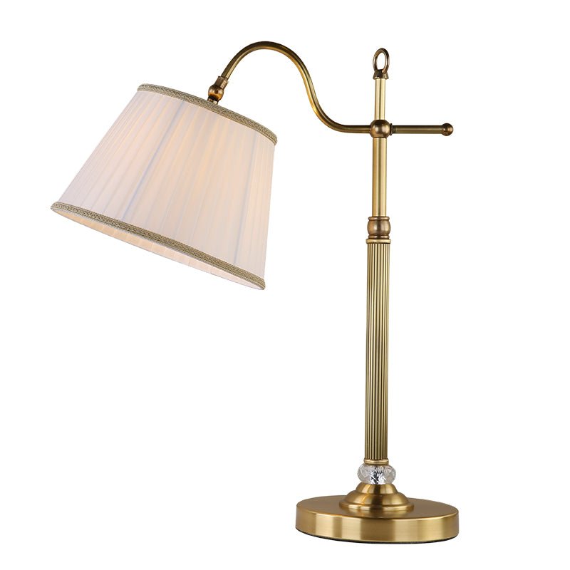 Antique Brass Table Lamp with Fabric Shade