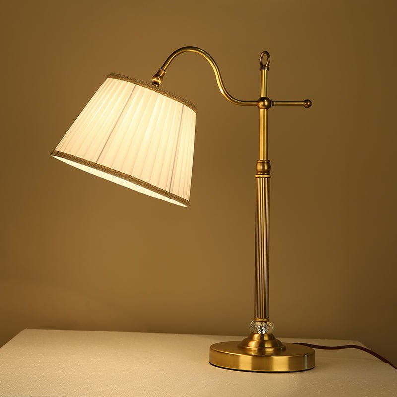 Antique Brass Table Lamp with Fabric Shade