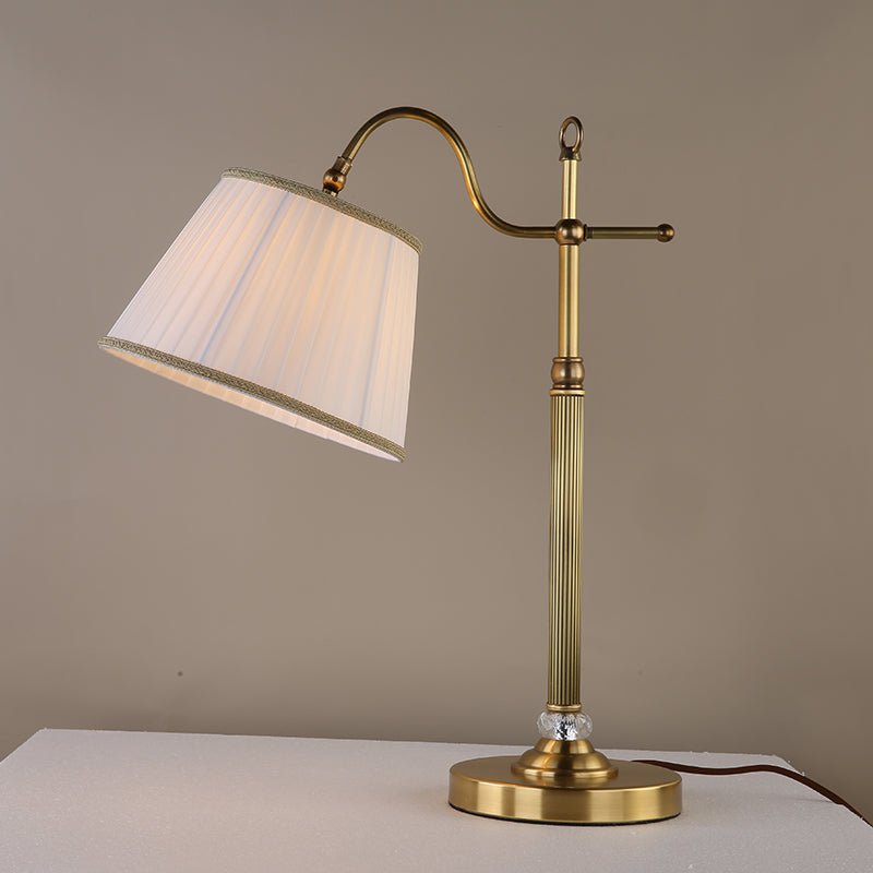 Antique Brass Table Lamp with Fabric Shade