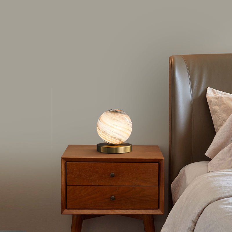 Ball Table Lamp with Marble Glass Shade