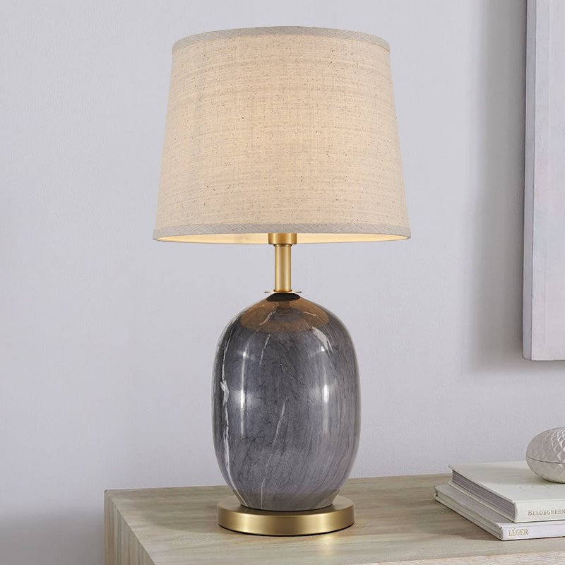 Ceramic Table Lamp with Fabric Drum Shade