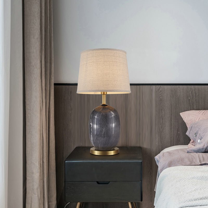 Ceramic Table Lamp with Fabric Drum Shade